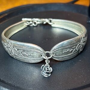 Silver Spoon Bracelet with Rose Charm